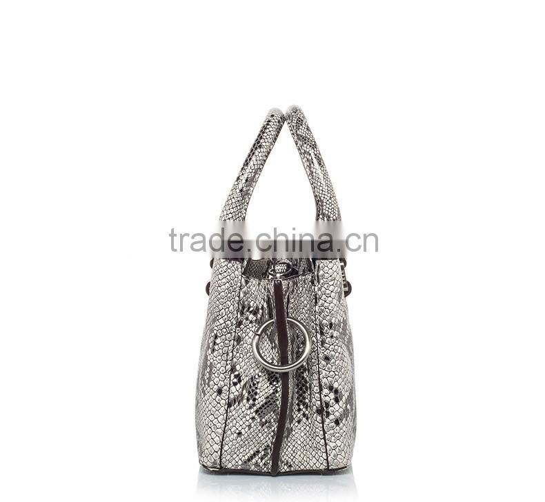 2016 New design ladies python pattern leather handbag embossed python leather bag