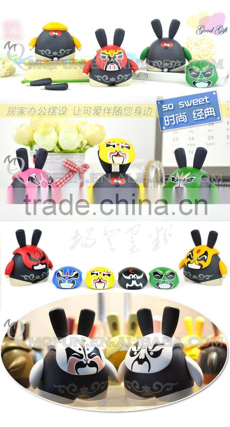 Mini Qute Mask Bear 6.5cm Kawaii Chinese opera facial makeup LI LIE plastic reloading action figure Cartoon toy car Decoration