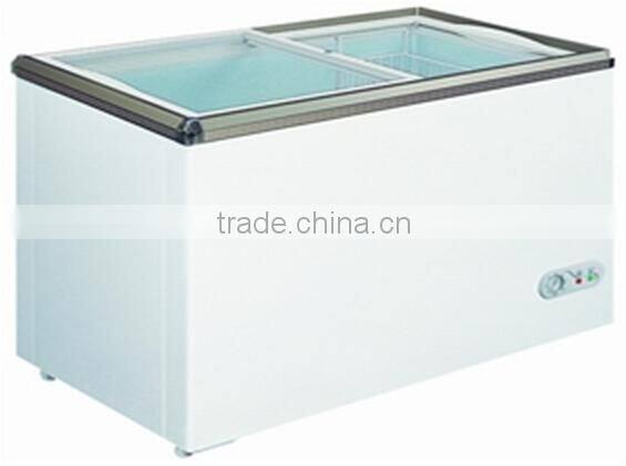 200L flat glass door display freezer with ETL