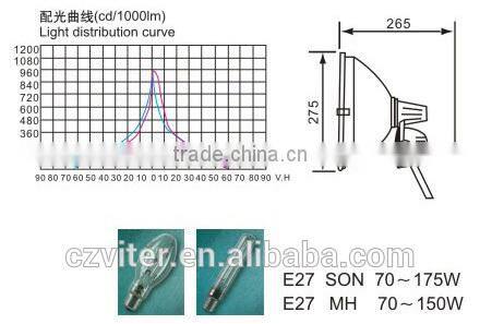 70-175W Die-casting Aluminium MH/SON IP65 Flood Light