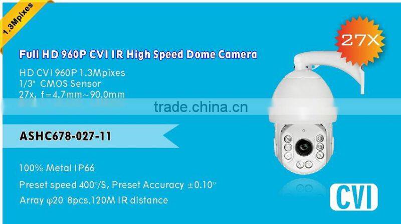 1.3Megapixel CVI PTZ Camera 27X zoom 120 meter 960P Sony IR Camera cvi IR High Speed Dome Camera support ip66 metal housing