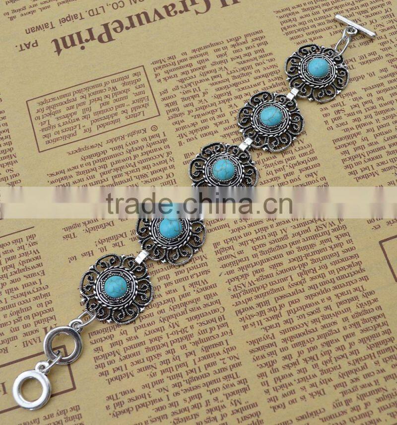 2015 YiWu new products Bohemian turquoise hollow-out flower bracelet