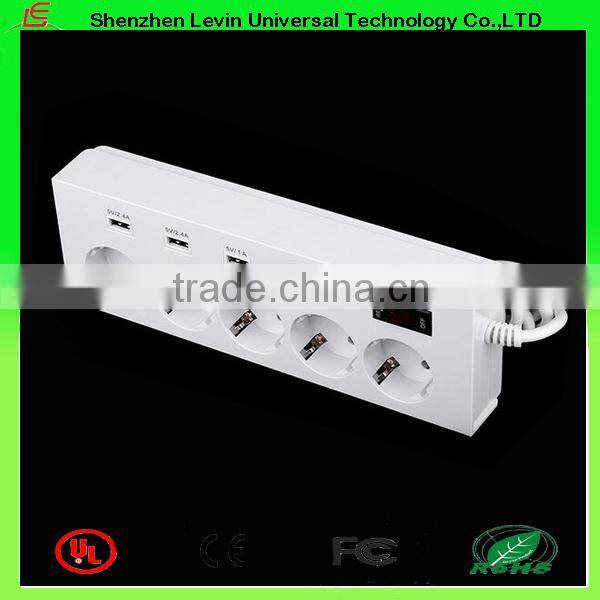 Manufacturer CE Cheap Extension Power Plug 6Gang 4 Port USB Multi Socket European