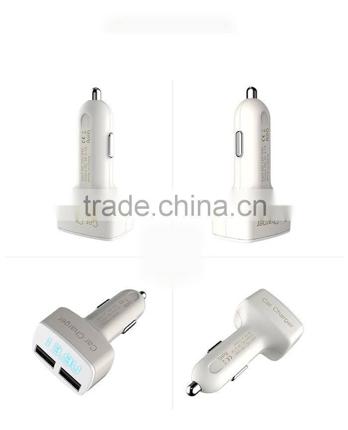 Fashionable design 5V 3.1A 2 usb car charger
