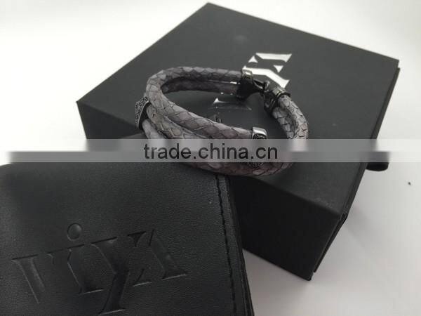 2016 Newest Arrival Hot Selling New Fashion Handmade Bracelet Colorful Python Skin Leather Round