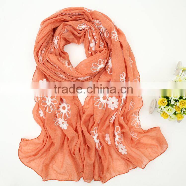 Wholesale Fashion Ladies Floral Embroidery Viscose Scarf