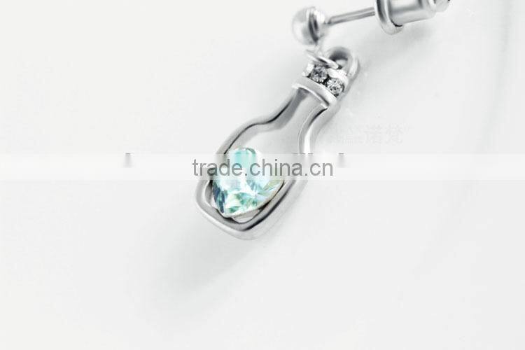 Valentine's Day Gift Jewelry Drift Bottle Crystal Heart Earrings