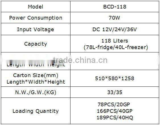 Meilile BCD-118 DC&Solar Refrigerator Freezer 118L