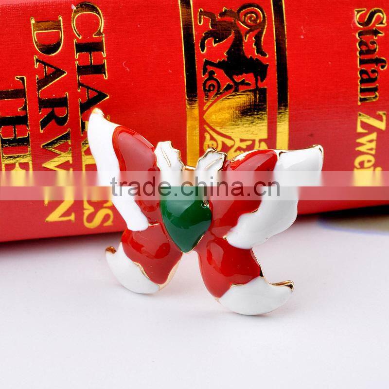 Fashion Christmas Jewelry Red And White Butterfly Brooch