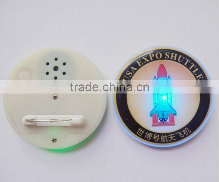 ABS plastic flashing LED lights music sound badge