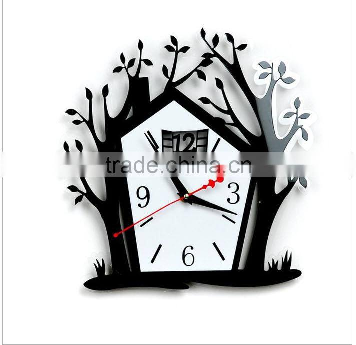 ACC2020 black color beautiful house acrylic clock for home decoration