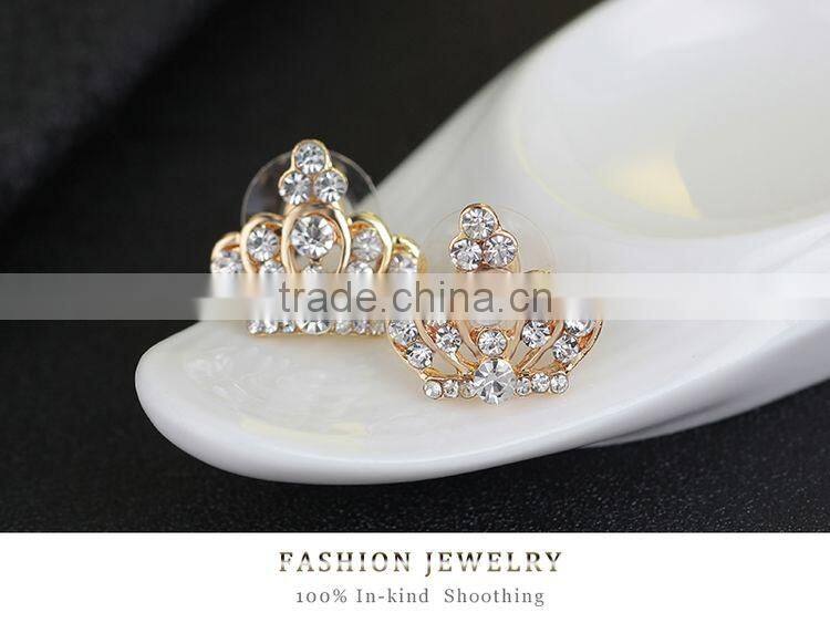 Chic Style 18K Gold Plated Crown Earrings Necklace Ring Bangle Jewelry Set