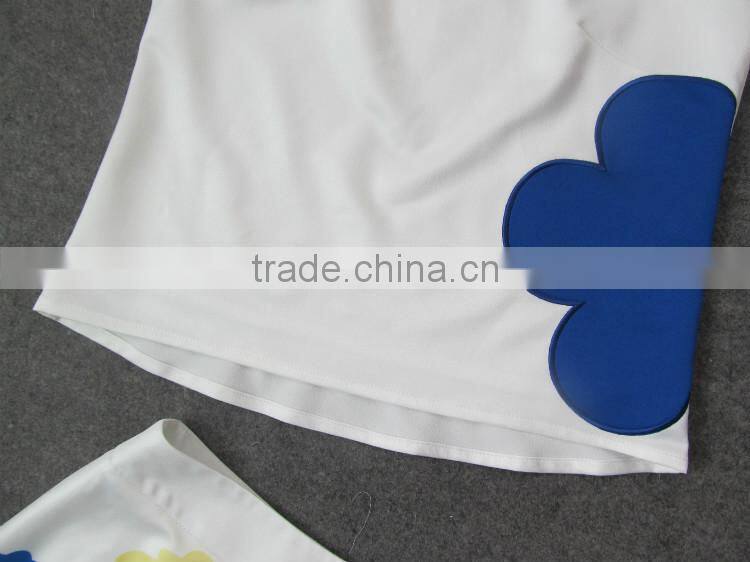 2014 Famous brand early autumn fashion style sleeveless swan printed women 2 pieces dress suits wholesale I17063