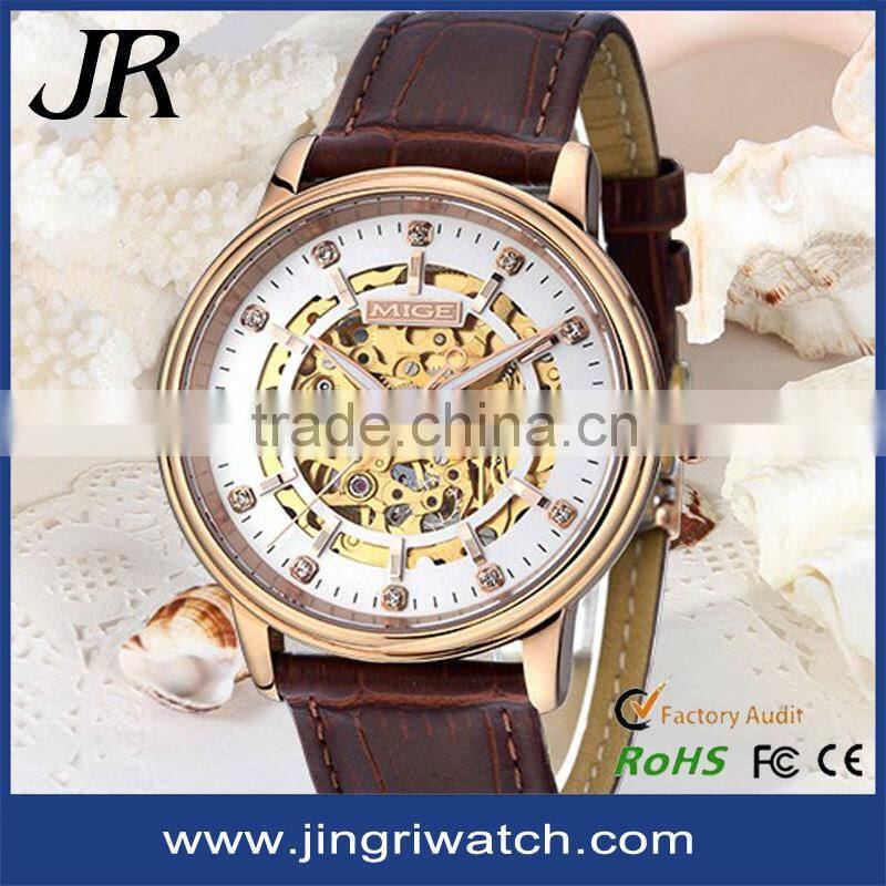 private label oem fashion luxury chinese wholesale automatic skeleton wristwatch man