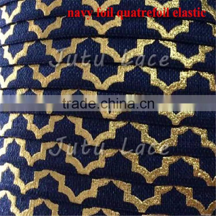 5/8'' Foil Quatrefoil Pattern elastic belt, 5/8" elastic ribbon baby girls skirt elastic ribbon