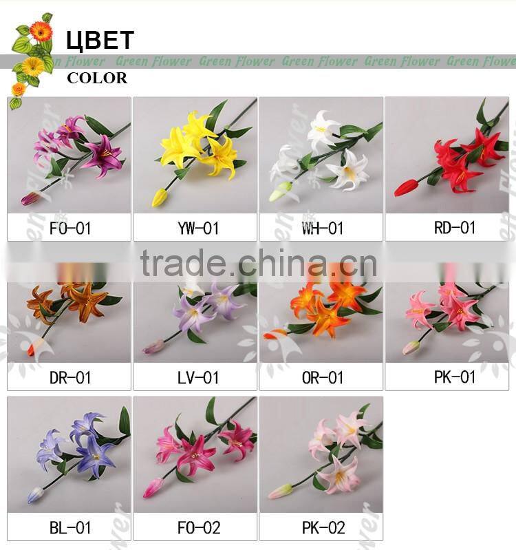 2016 Wholesale Four heads mini lily Artificial Flowers Real Touch Bouquet Wedding Bridal Home Declarative flowers