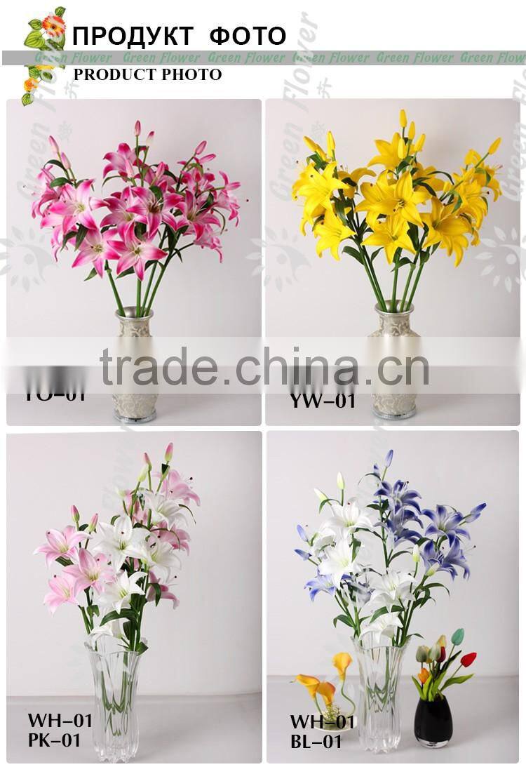 2016 Wholesale 5 heads Multicolor Artificial Flowers Lily Real Touch Bouquet Wedding Bridal Home Declarative flowers
