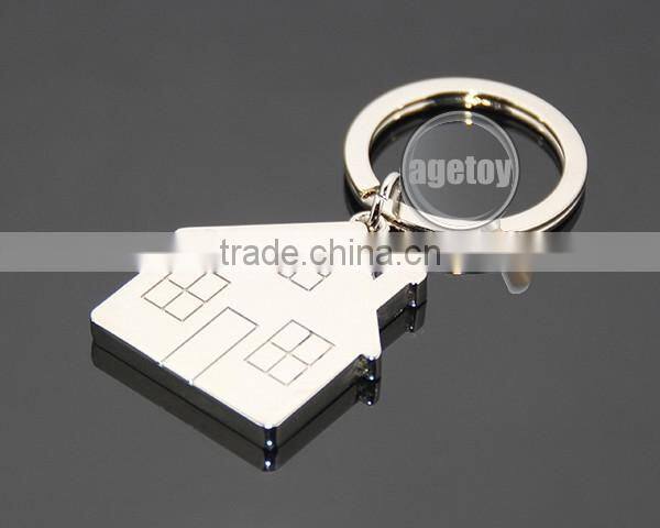 Public Good Souvenirs House Shape Engraved Logo Promotional Customized Metal House Key Ring