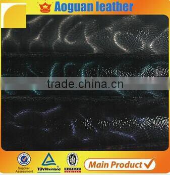 2015 hot selling 3D fluore scence snake pattern of PU leather for bag A1397