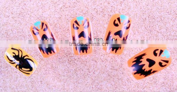 2016 Halloween fingernail false nail tips festival flamming scary nails