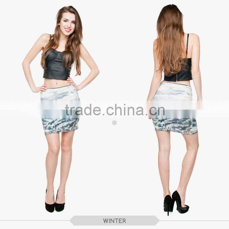 african skirts blue sky sexy girls tight slim mini skirt high quality 3d digital full print custom hot sale tube stretchy skirt