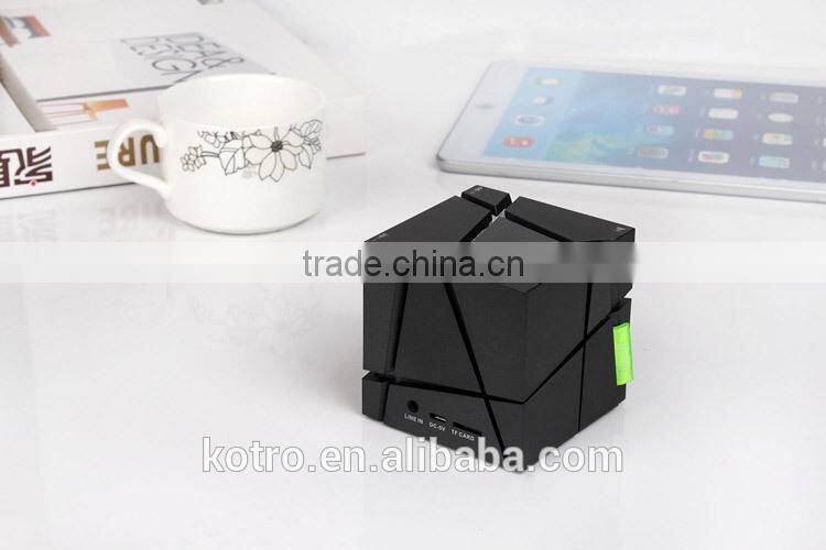 Unique Promotional Gift Qnoe AUX 2 Bass Speaker TF card FM Radio MIC Handsfree LED Speaker 3W Square LED Bluetooth Speaker