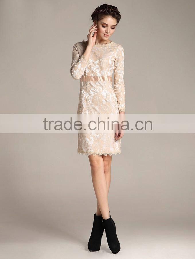 Alibaba New Arrival Long Sleeve Design Lace Dress Fashionable