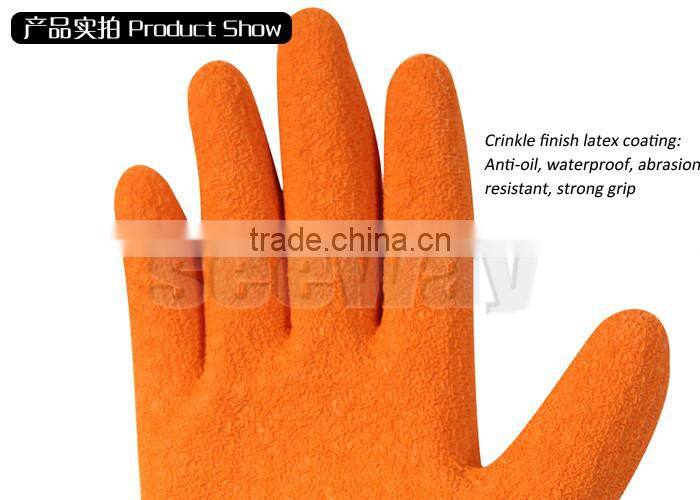 Seeway 10G Polycotton Liner Orange Latex Coated Workplace Safety Gloves Direct Buy from China
