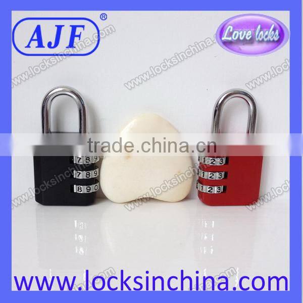 2015 AJF popular style zinc alloy travel luggage combination padlock with various colors