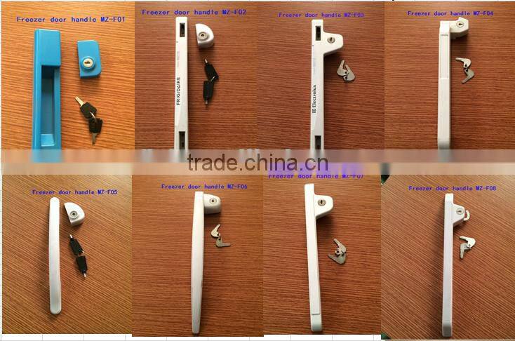 Freezer door handle freezer door handle with lock plastic factory cheap abs deep freezer knob with lock and key abs white cabine