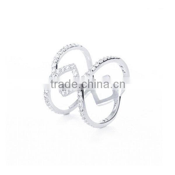 Customized 925 sterling silver Interlocking CZ double band