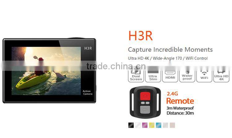 2016 new cam dual screen 4k video wifi remote control eken H3R 4k action camera