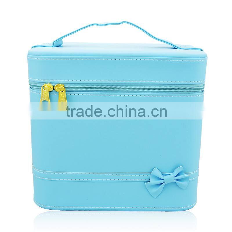 Cosmetic Case Travel Toiletry Bag Organizer With Mirror And Butterfly Knot Design