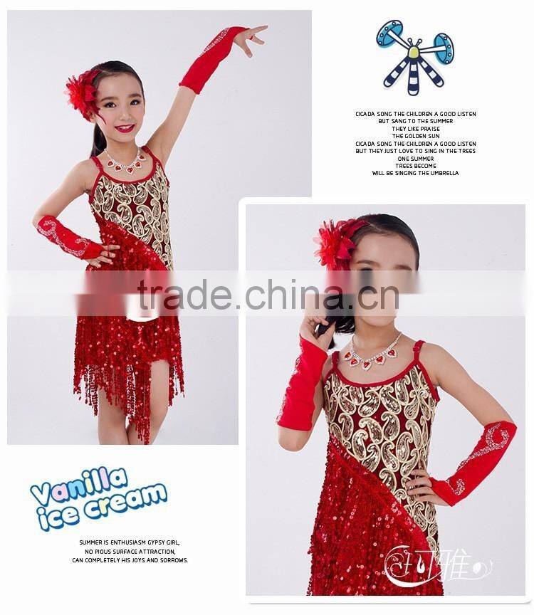 2016 High quality sexy latin dance dress children dancing performance costumes for firls