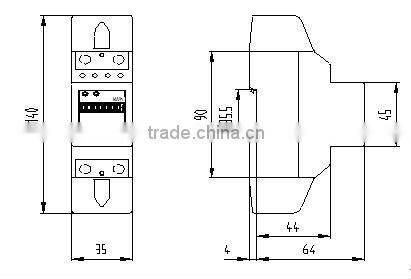 127V/230V 10(100)A NEW TYPE single phase two wire din rail active electric energy meter with LCD display and pulse output