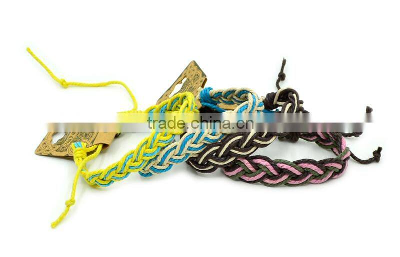 2016 New Arrival Wholesale handmade multi-colour cotton cord braided friendship bracelet