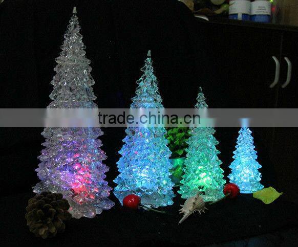 Led acrylic christmas tress battery operated flameless christmas tree paraffin wax light christmas vners for decoration