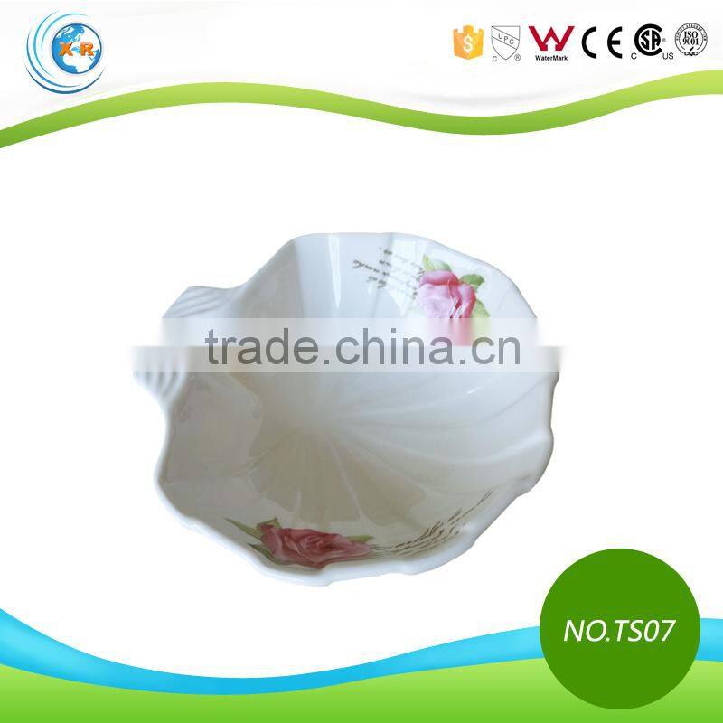 Inner Decal Ceramic Seashell Dish for Snack