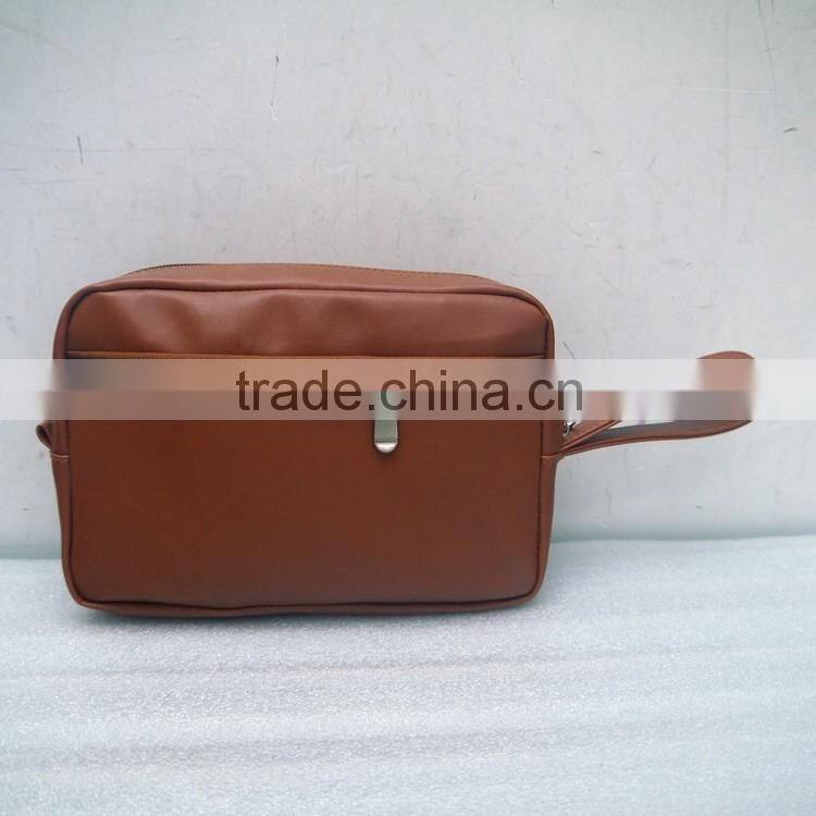 Hot sale cosmetic bag unisex brown make-up bag travel cosmetic bag with handle