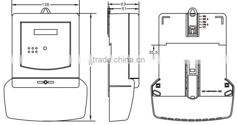 Three phase four wire electrical electronic meter