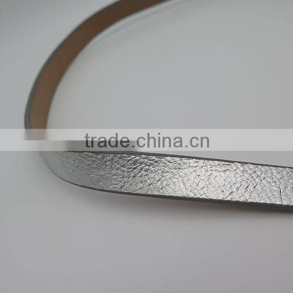 Simple leather skinny belt with alloy buckle for women