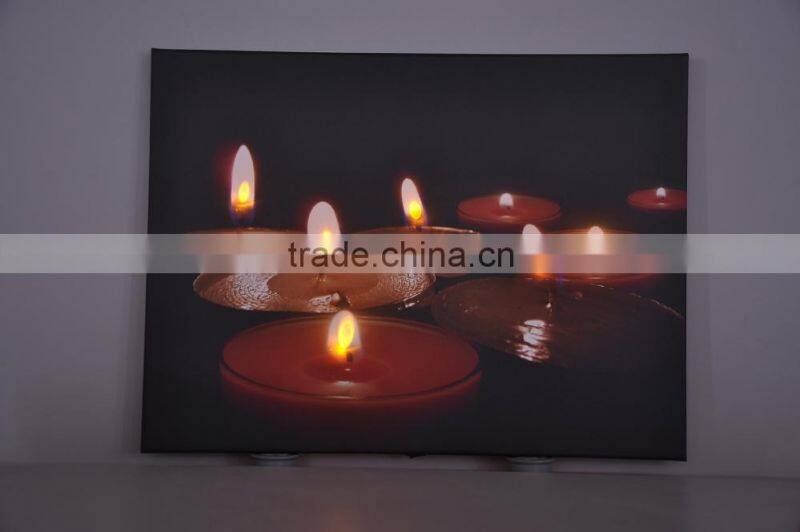 2016 LED canvas wall art christmas candle,canvas paining,christmas led lights candles