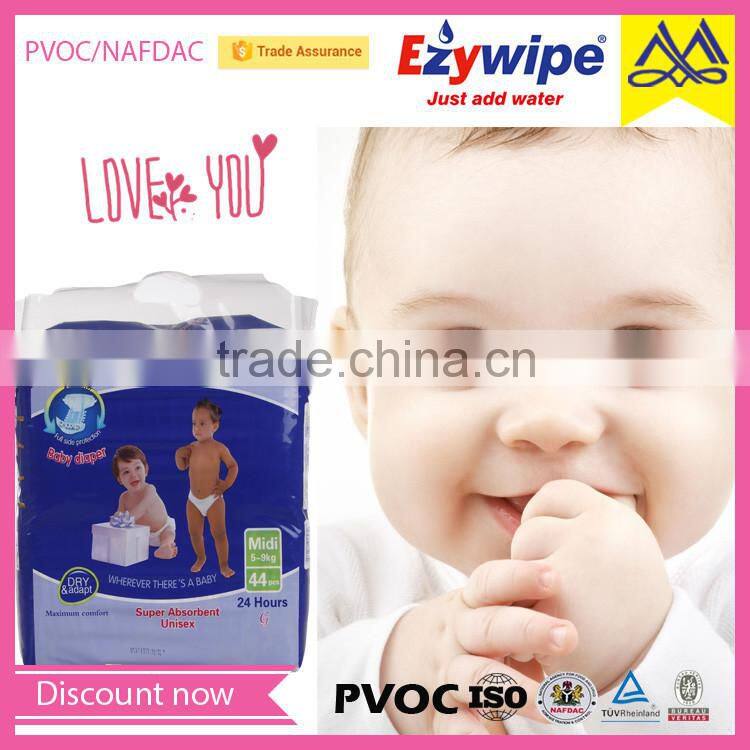 2016 cloth-like film super absorbency baby diaper, good baby nappy, new baby diaper
