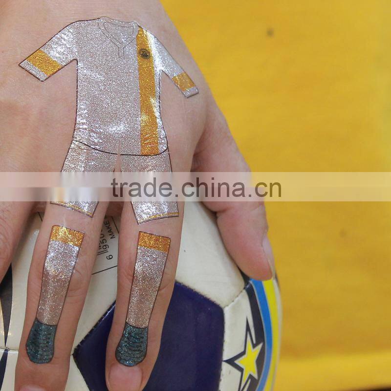 New Arrival glliter CMYK soccer uniform for hands wholesales tattoo sticker