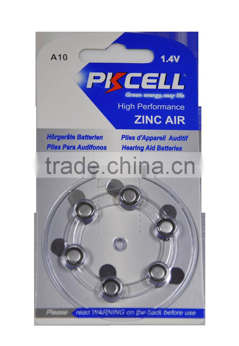 PKCELL A10 A312 A675 A13 Hearing aid battery 1.4v zinc air button cell battery