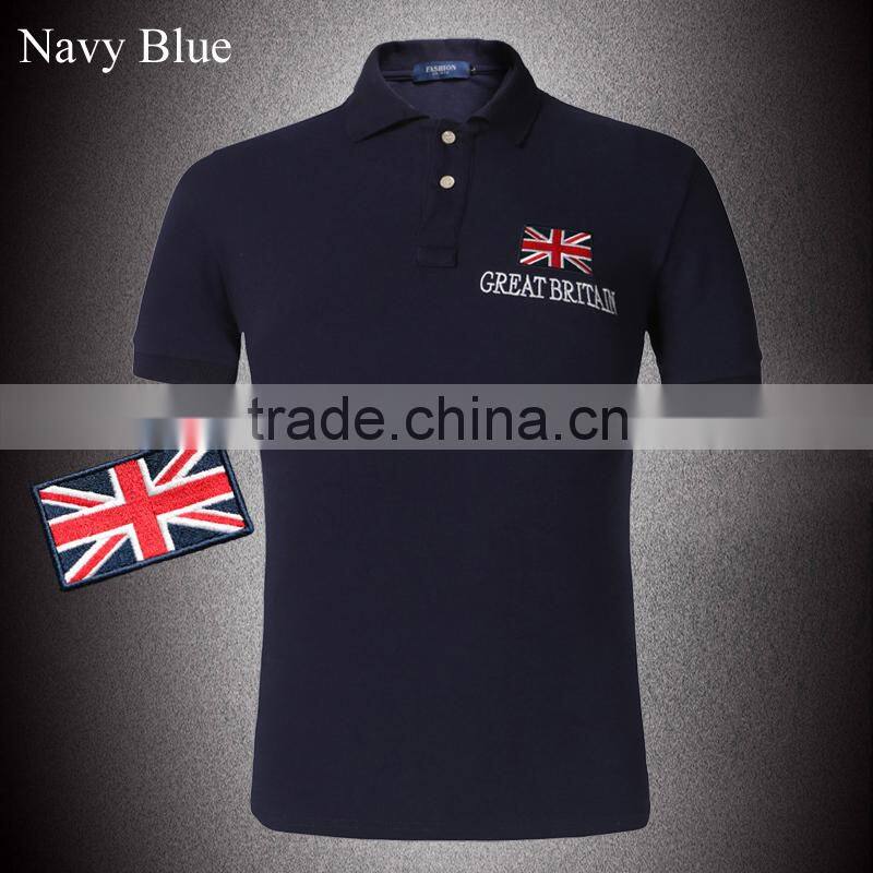 2015 Summer Men Polo Shirt Flag Style Yellow Plus Size Breathable Cotton Polo Shirts Embroidery Logo