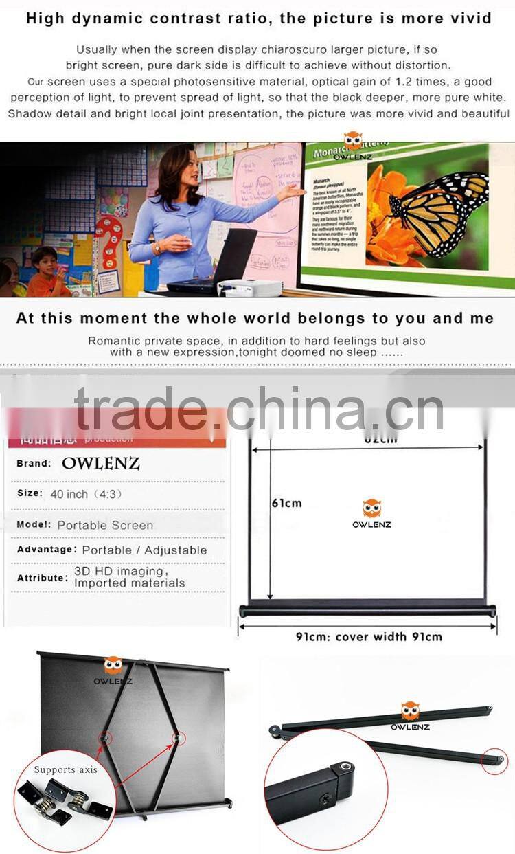 Factory supply desktop screen matt white foldable projection screen portable table screen