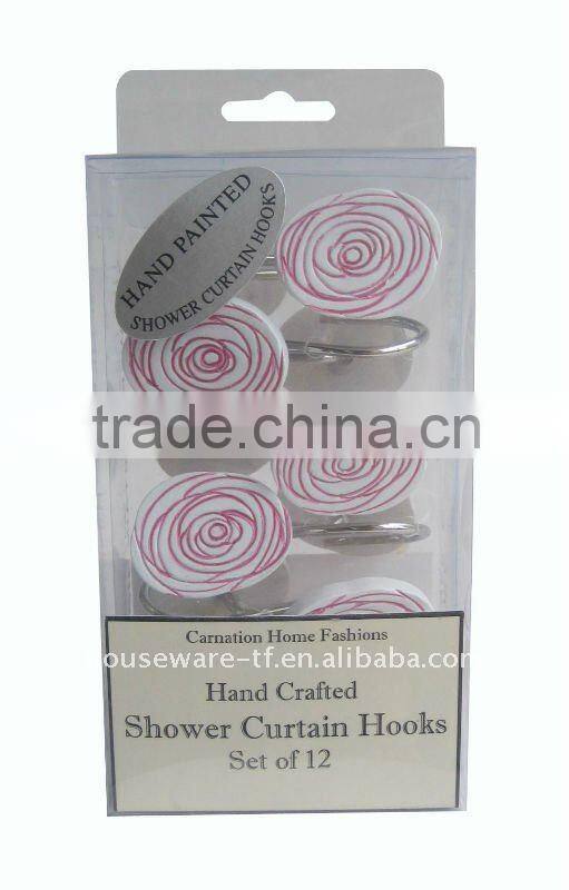 12PCS SHOWER CURTAIN RESIN HOOKS IN A PVC BOX