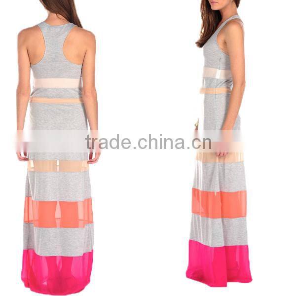 Colorblock Tank Long Beach Maxi Dress L1465