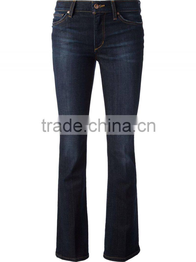 Medium rise carrot fit blue denim women jeans